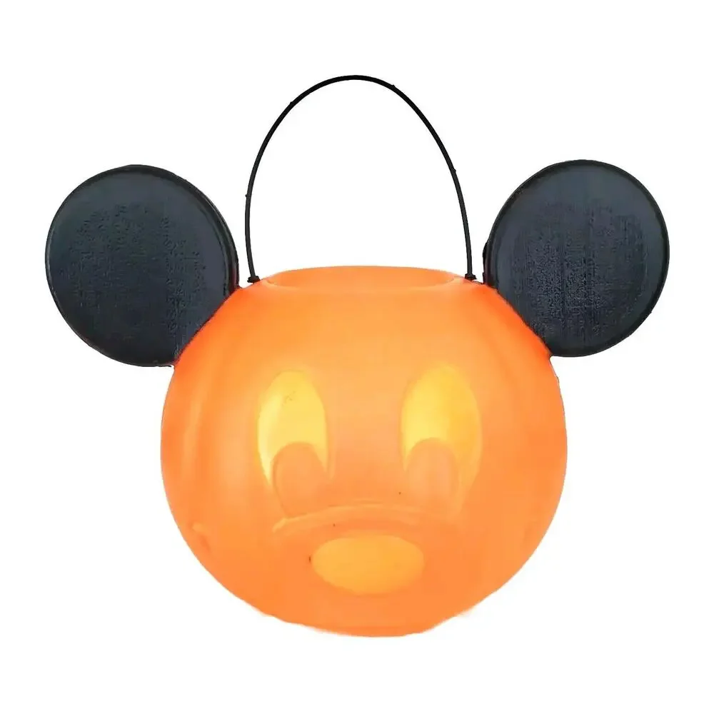 Halloween Disney Mickey Mouse Ears Orange Trick Or Treat Candy Bucket Pail USA‎